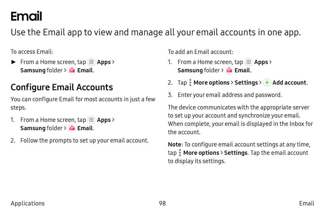 Use the Email app to view and manage all your email accounts in one app Galaxy Note7 US Cellular