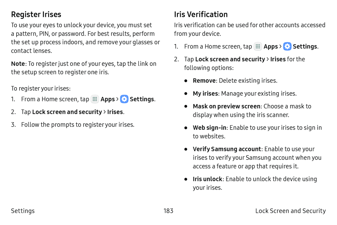 Register Irises Iris Verification