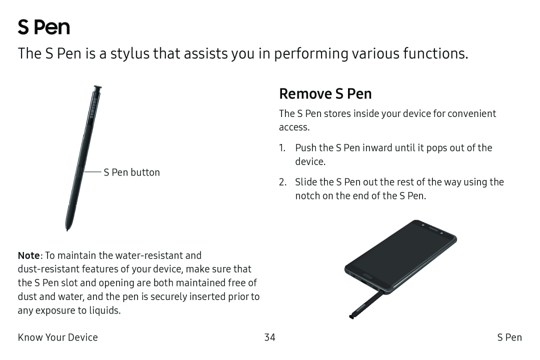 The S Pen is a stylus that assists you in performing various functions Galaxy Note7 US Cellular