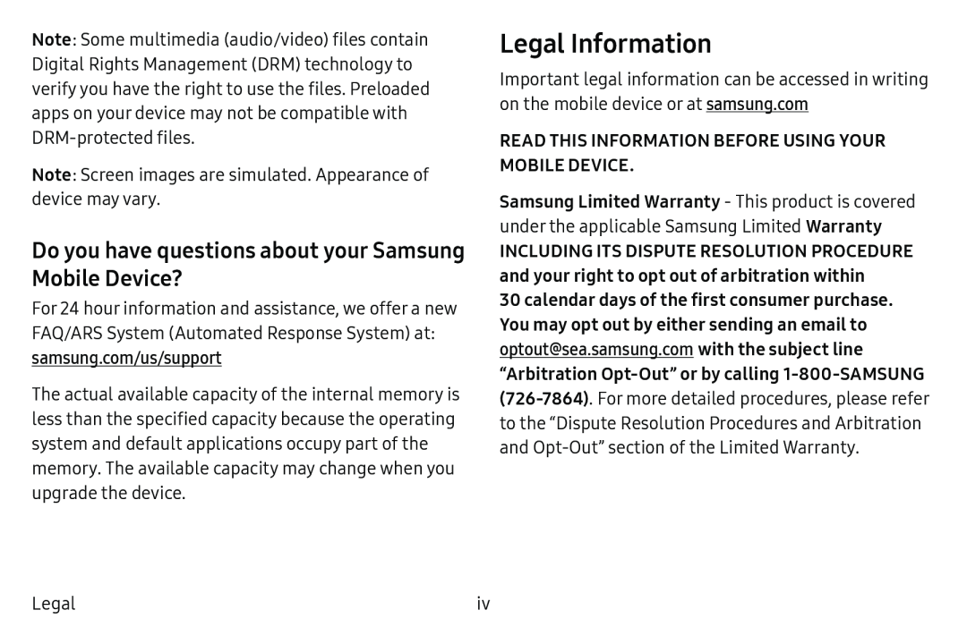 Legal Information Galaxy Note7 US Cellular