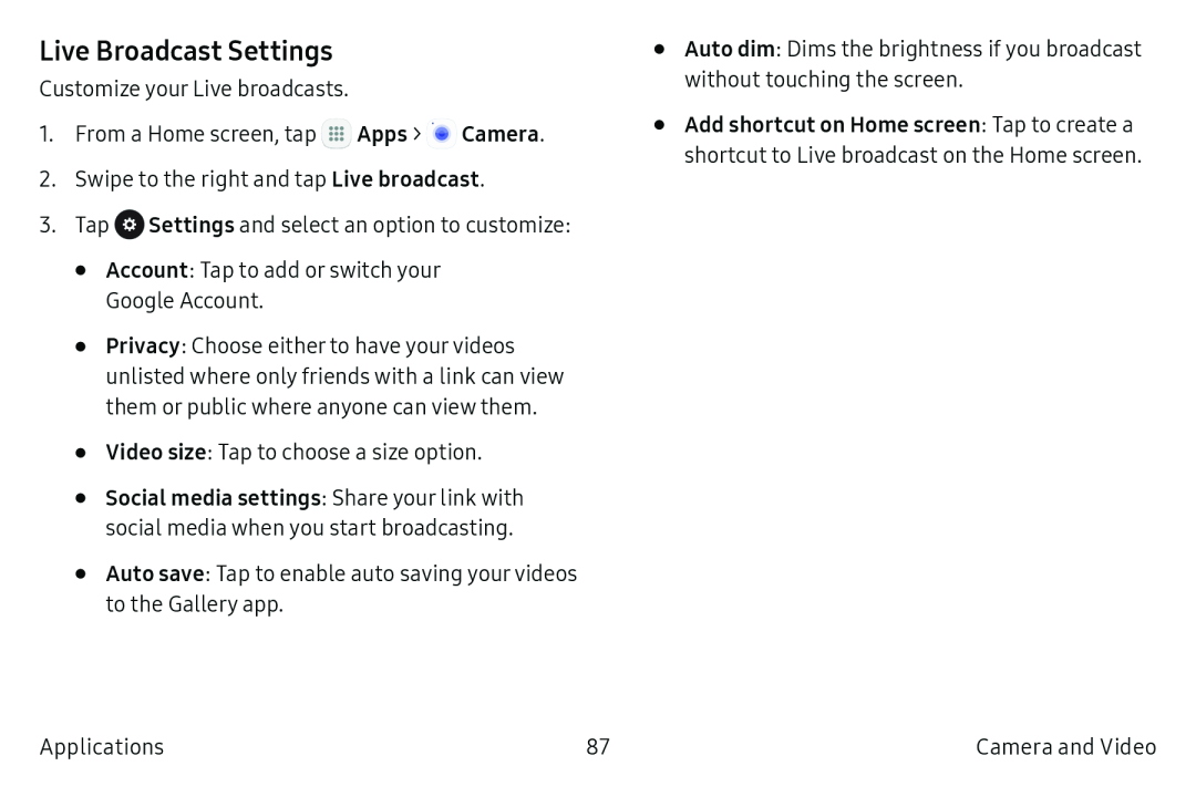 Live Broadcast Settings Galaxy Note7 US Cellular