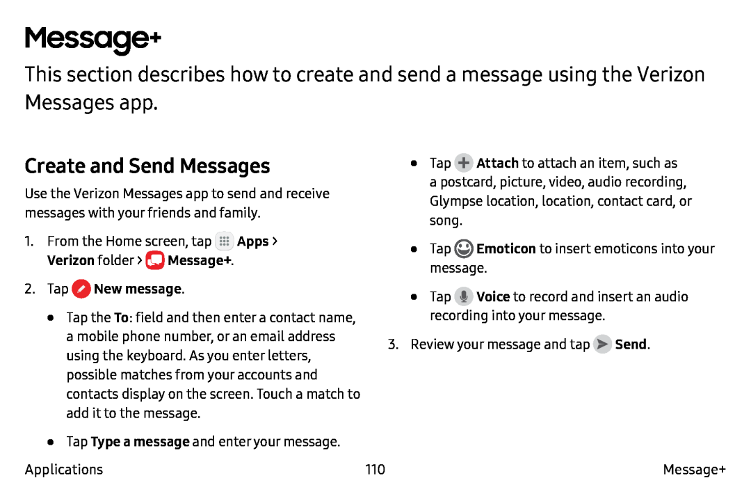 Create and Send Messages Galaxy Note7 Verizon