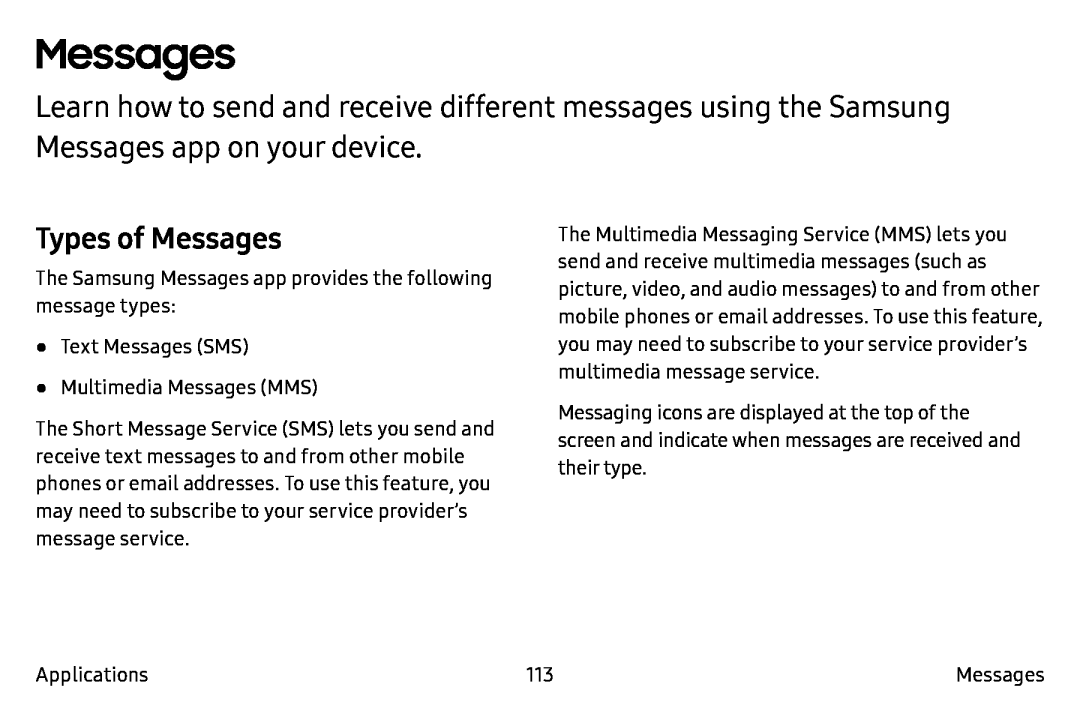 Types of Messages Galaxy Note7 Verizon