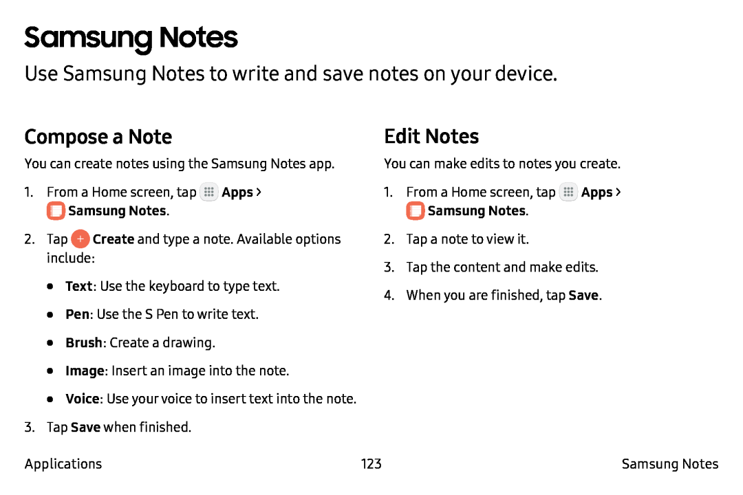 Compose a Note Galaxy Note7 Verizon