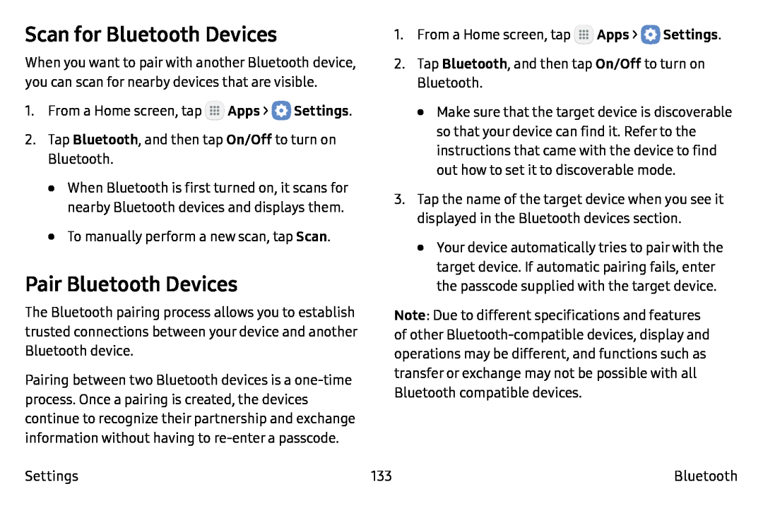 Scan for Bluetooth Devices Galaxy Note7 Verizon