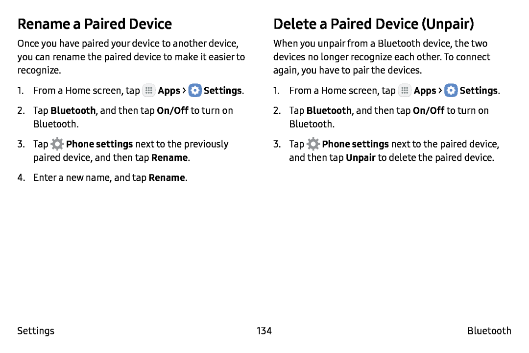 Delete a Paired Device (Unpair) Galaxy Note7 Verizon