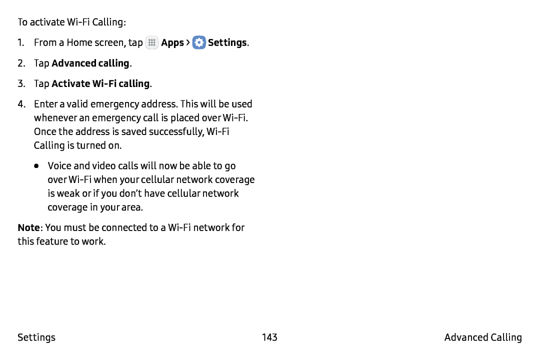 Settings Galaxy Note7 Verizon