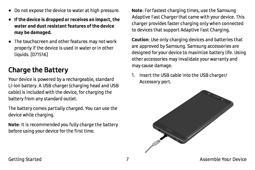 Charge the Battery Galaxy Note7 Verizon