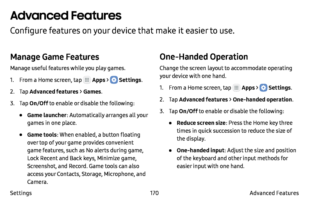 Manage Game Features Galaxy Note7 Verizon