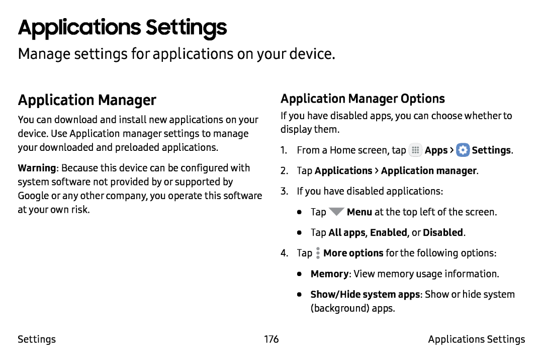 Application Manager Options Galaxy Note7 Verizon