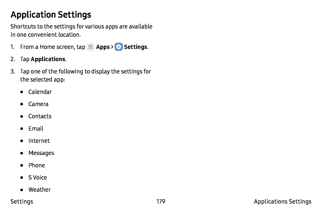 Application Settings Galaxy Note7 Verizon