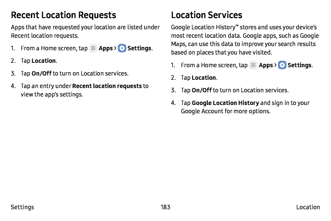 Recent Location Requests Galaxy Note7 Verizon