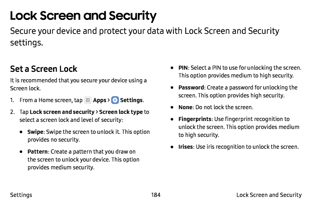 Set a Screen Lock Galaxy Note7 Verizon