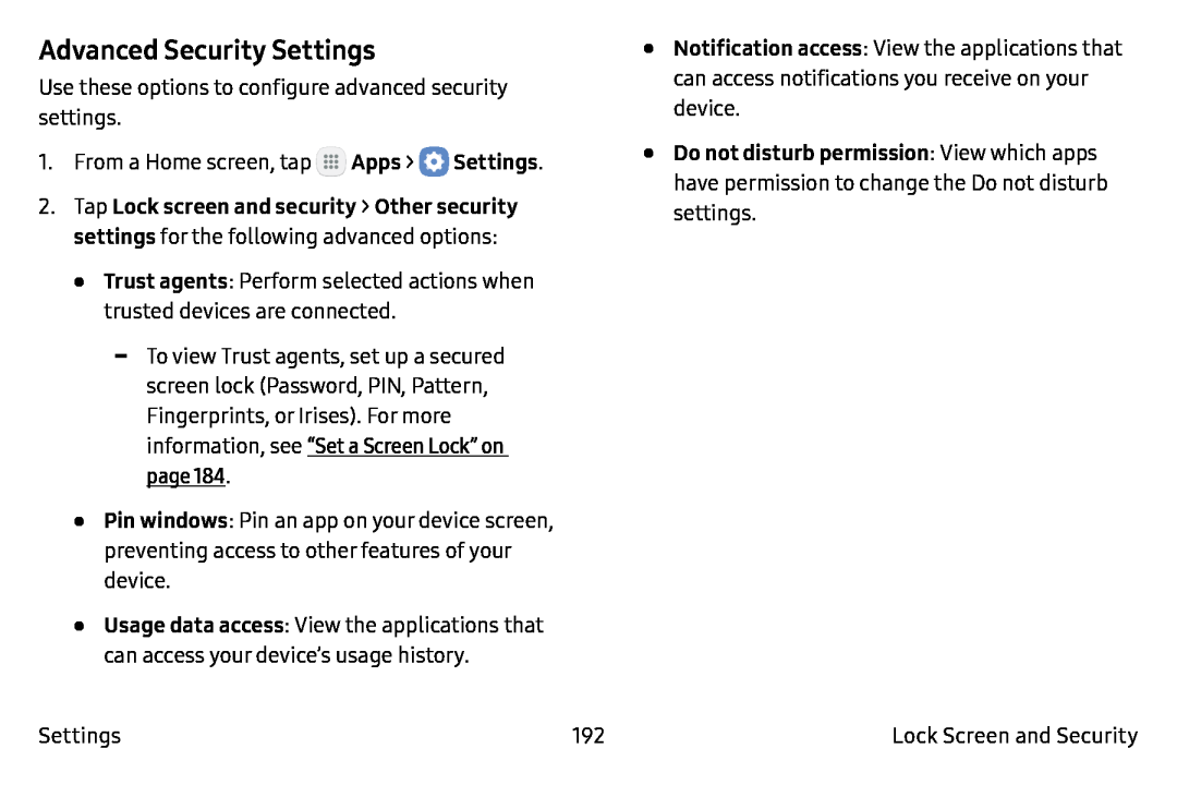 Advanced Security Settings Galaxy Note7 Verizon