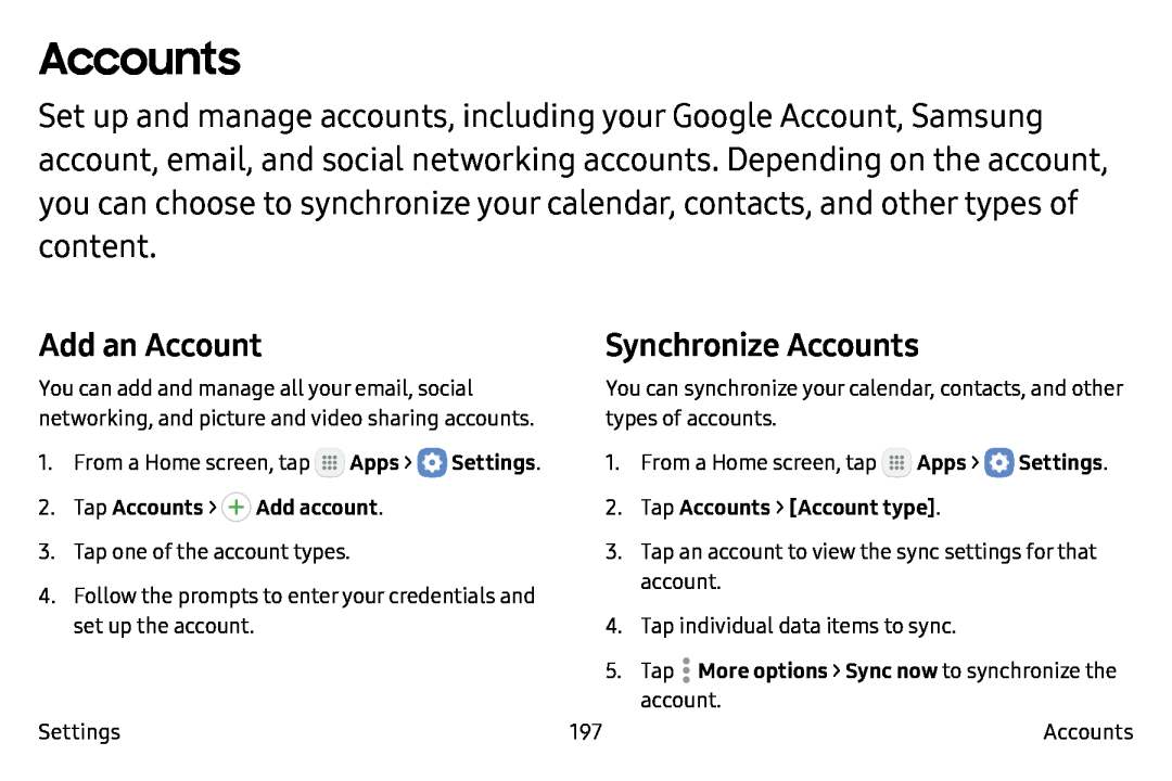 Synchronize Accounts Galaxy Note7 Verizon