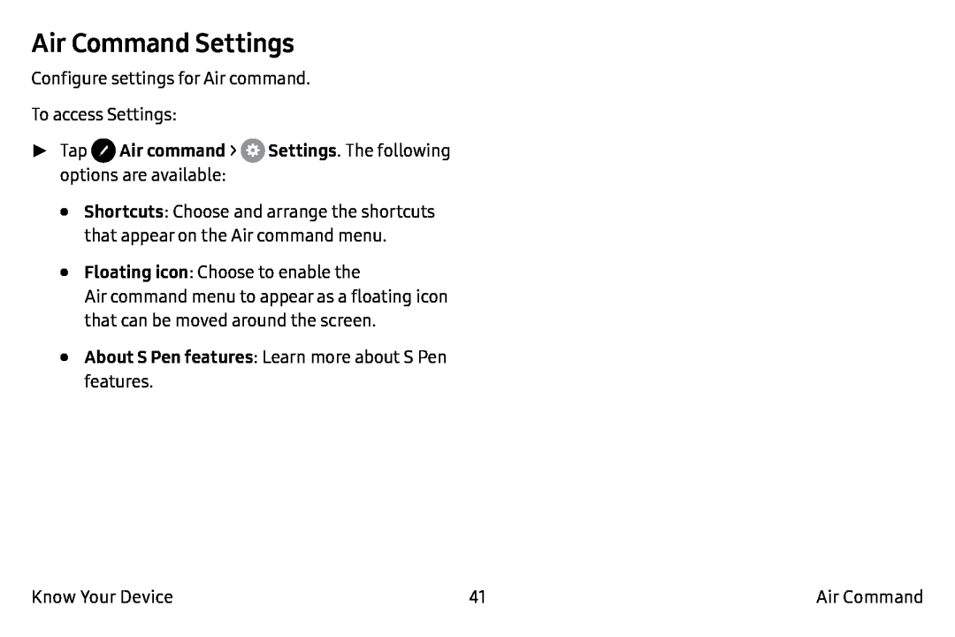 Air Command Settings Galaxy Note7 Verizon