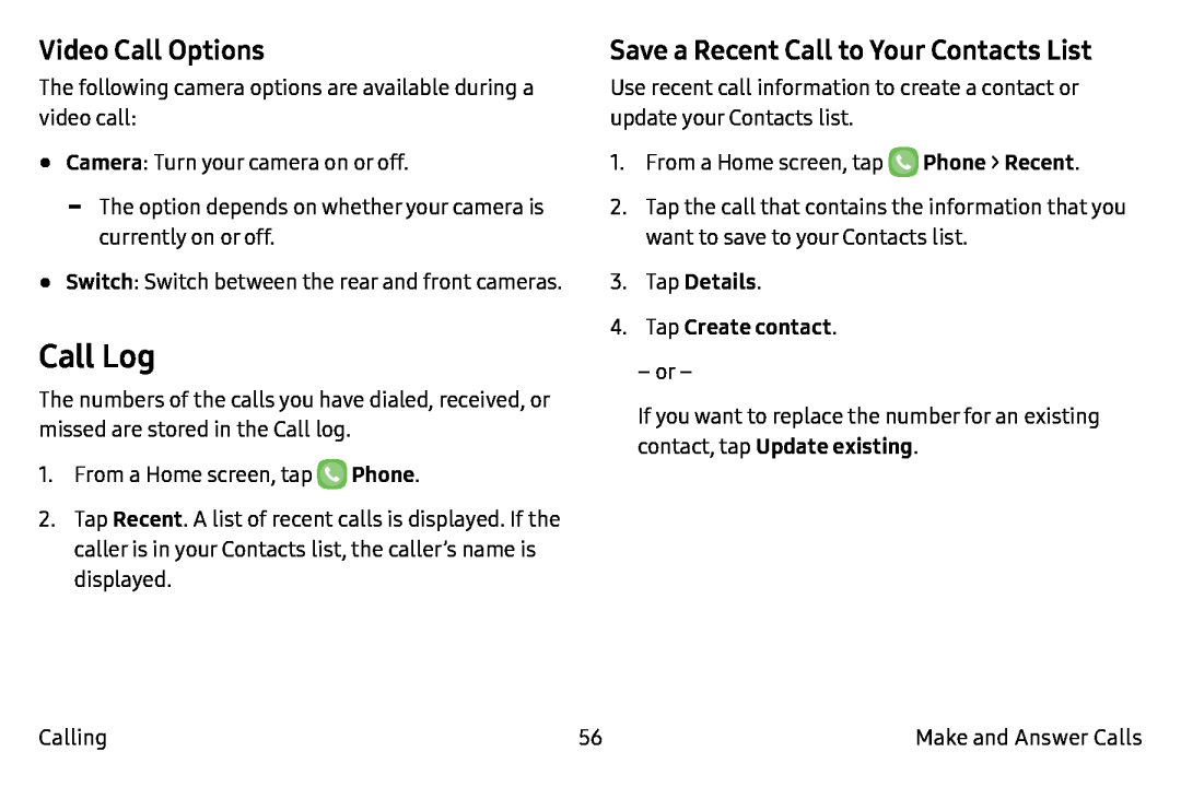 Video Call Options Galaxy Note7 Verizon