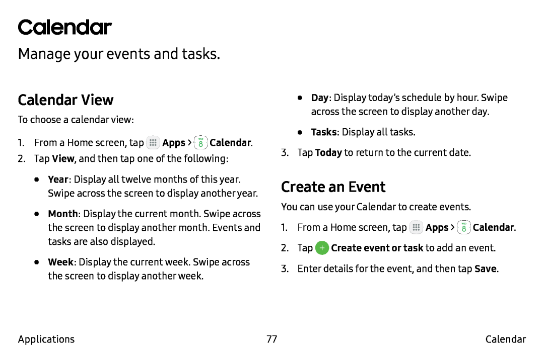 Calendar View Galaxy Note7 Verizon