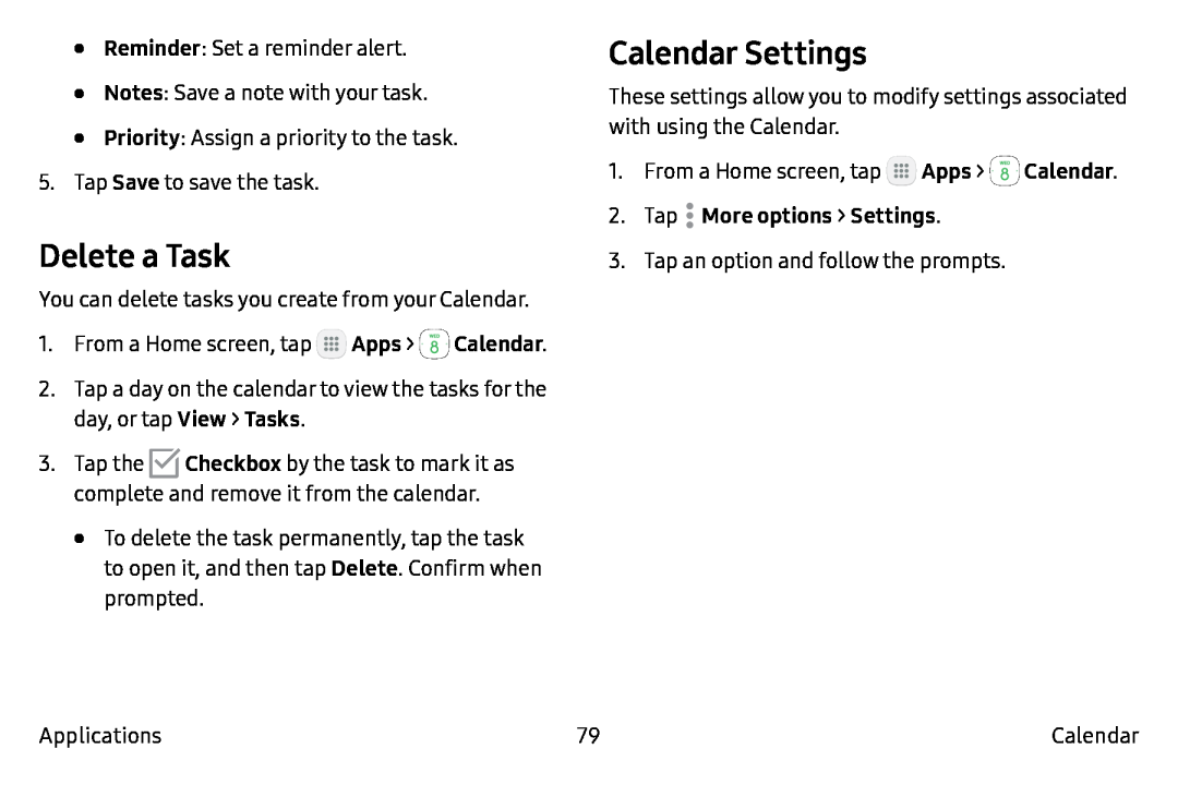 Calendar Settings Galaxy Note7 Verizon