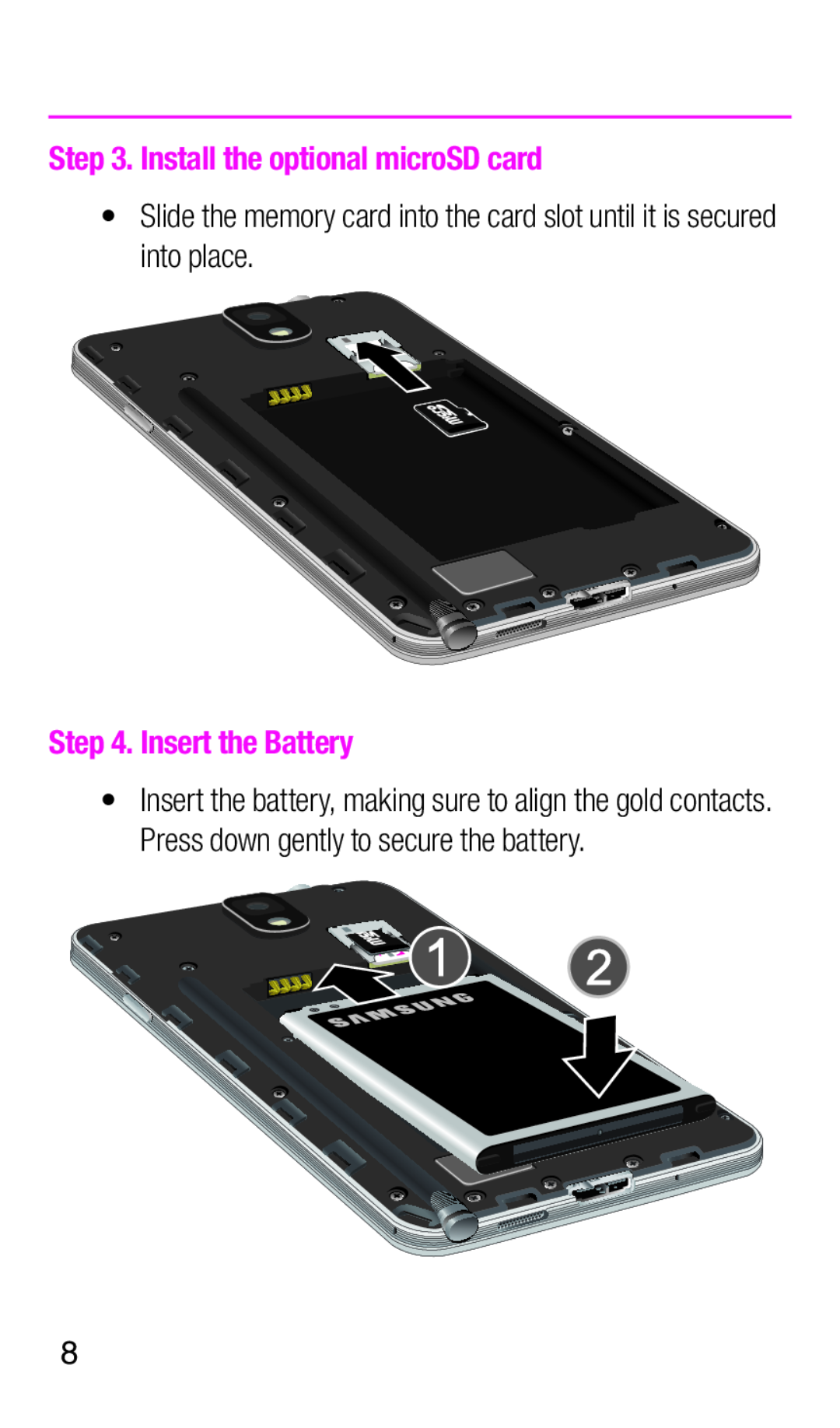 Step 4. Insert the Battery Galaxy Note 3 T-Mobile