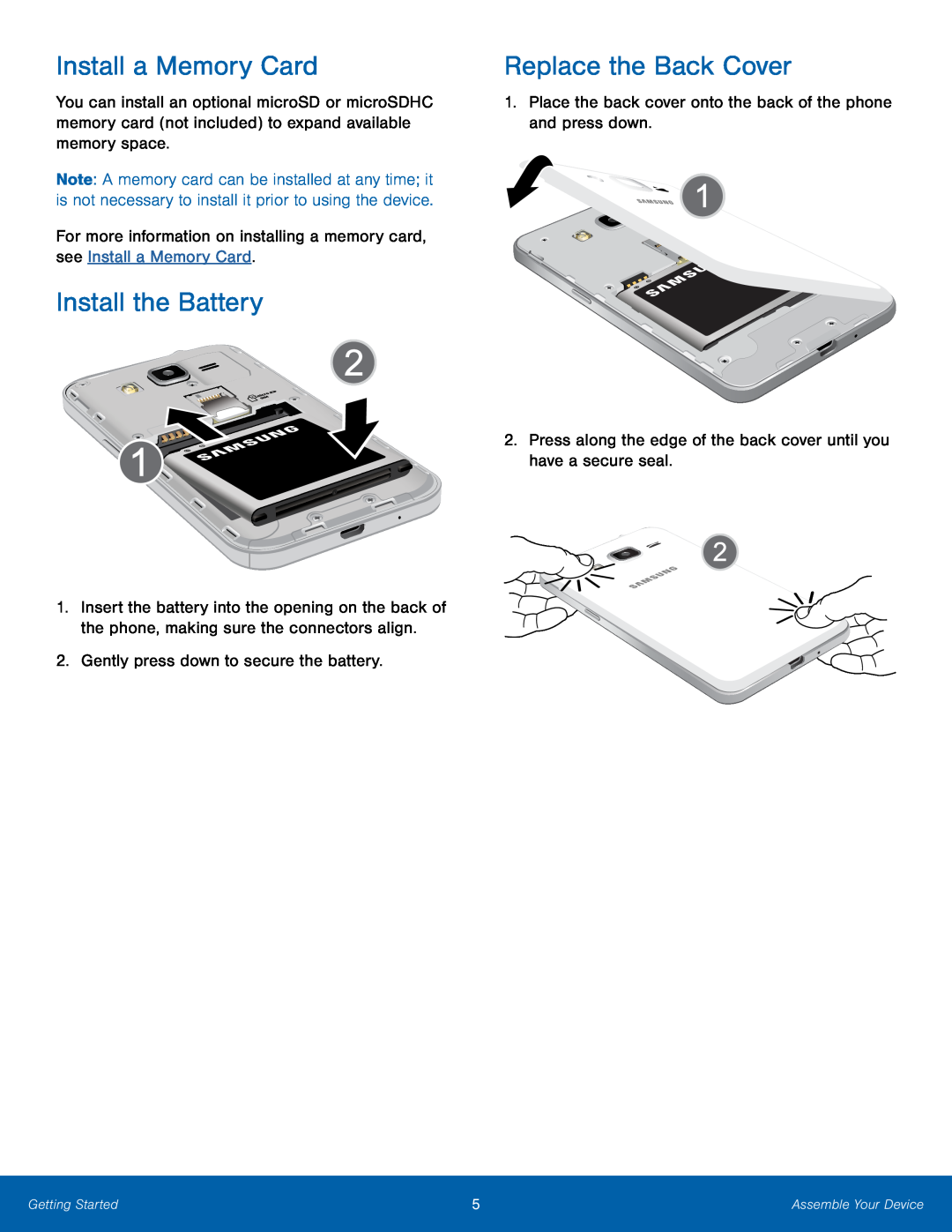 Install the Battery Galaxy Core Prime Metro PCS