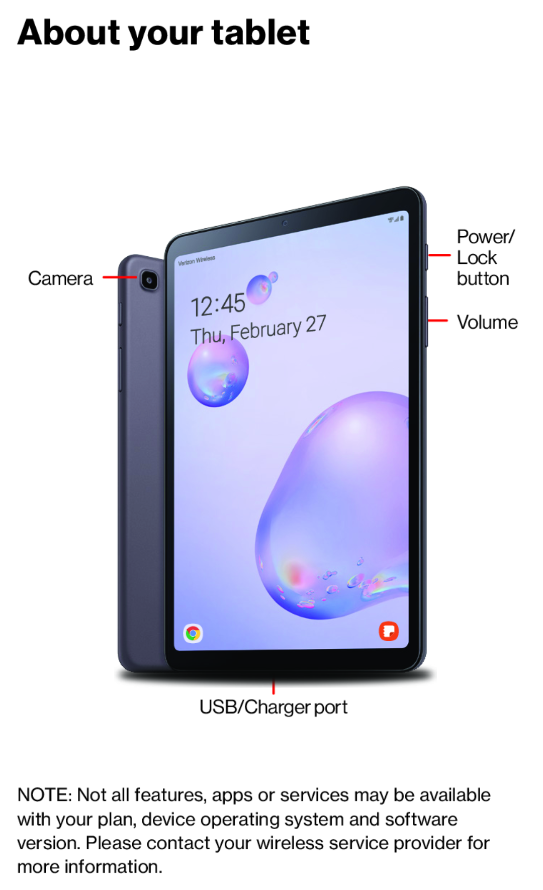 About your tablet Galaxy Tab A 8.4 Verizon