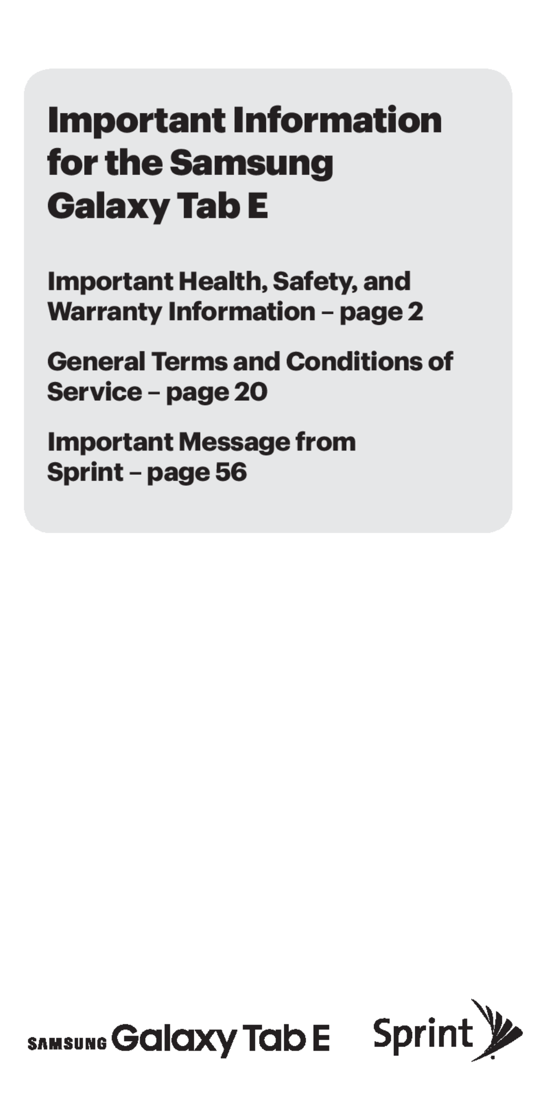 General Terms and Conditions of Service – page Galaxy Tab E 8.0 Sprint