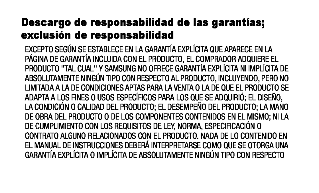 Descargo de responsabilidad de las garantías; exclusión de responsabilidad Galaxy Note Pro 12.2 Wi-Fi
