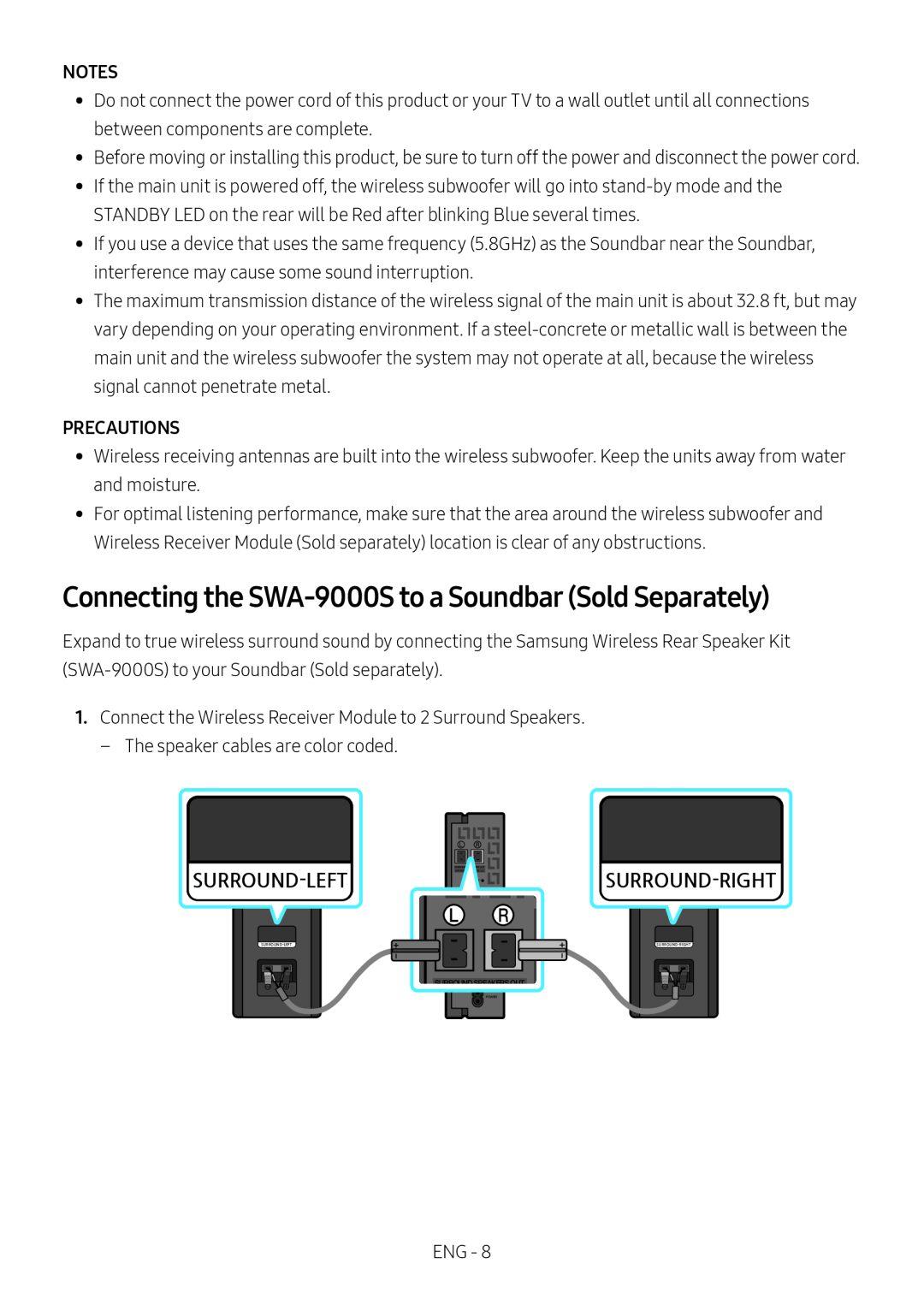 Connecting the SWA-9000Sto a Soundbar (Sold Separately) Dolby Atmos HW-N850