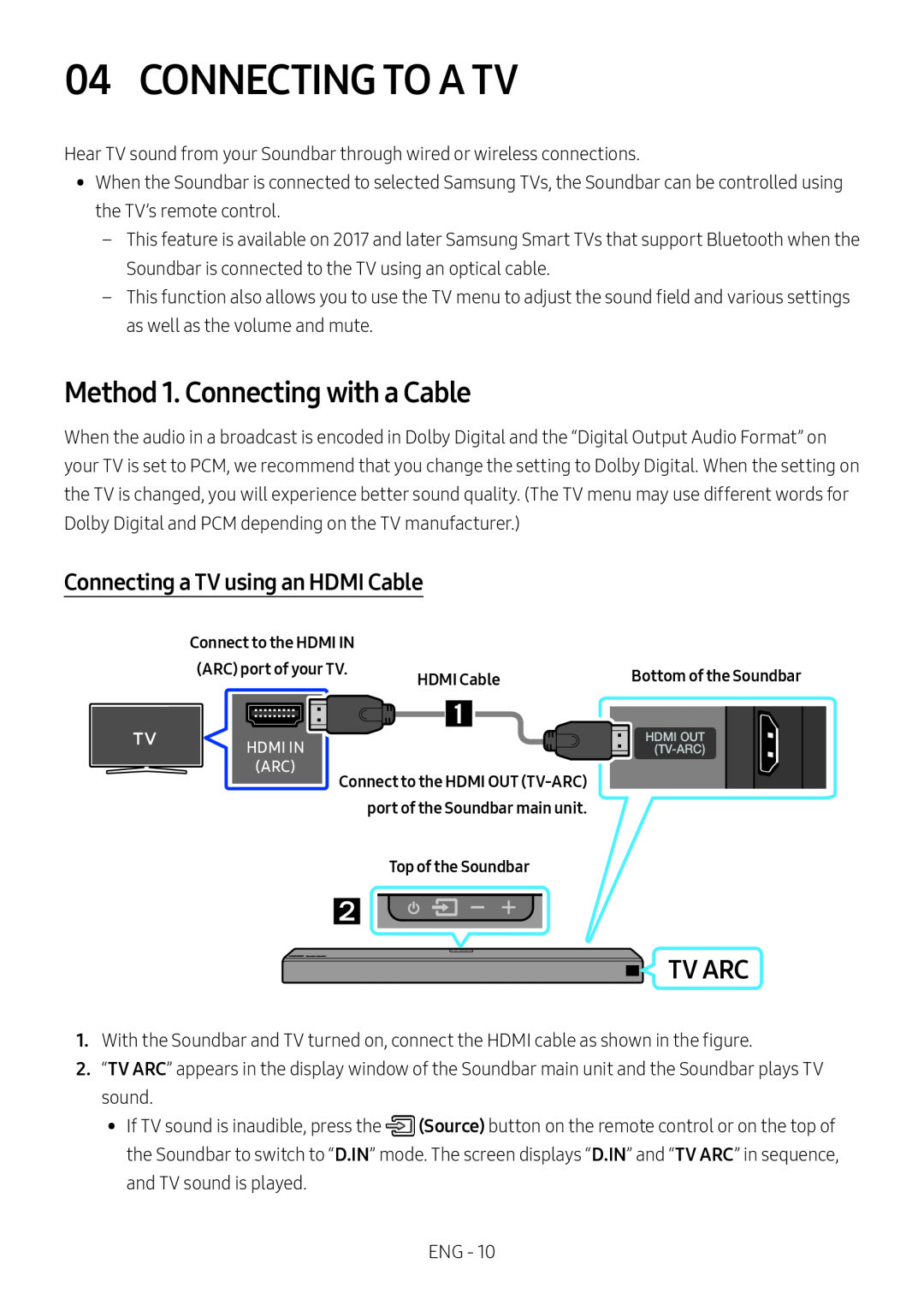 Method 1. Connecting with a Cable Dolby Atmos HW-N850