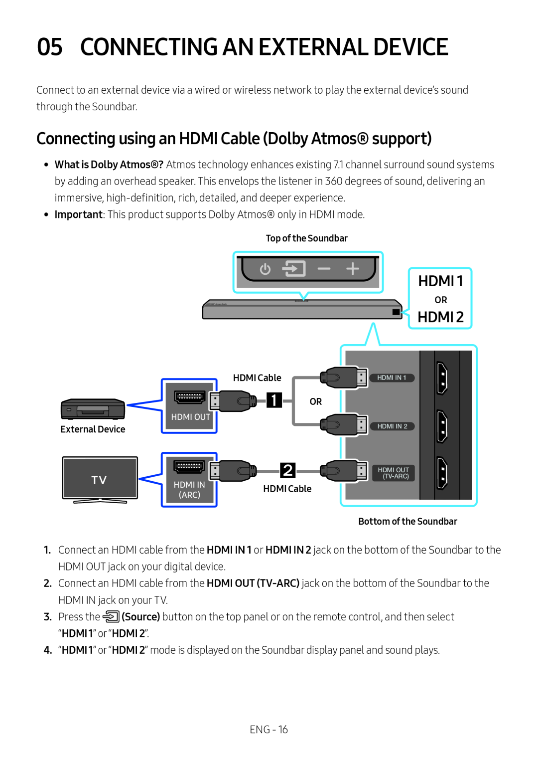 Connecting using an HDMI Cable (Dolby Atmos® support) Dolby Atmos HW-N850