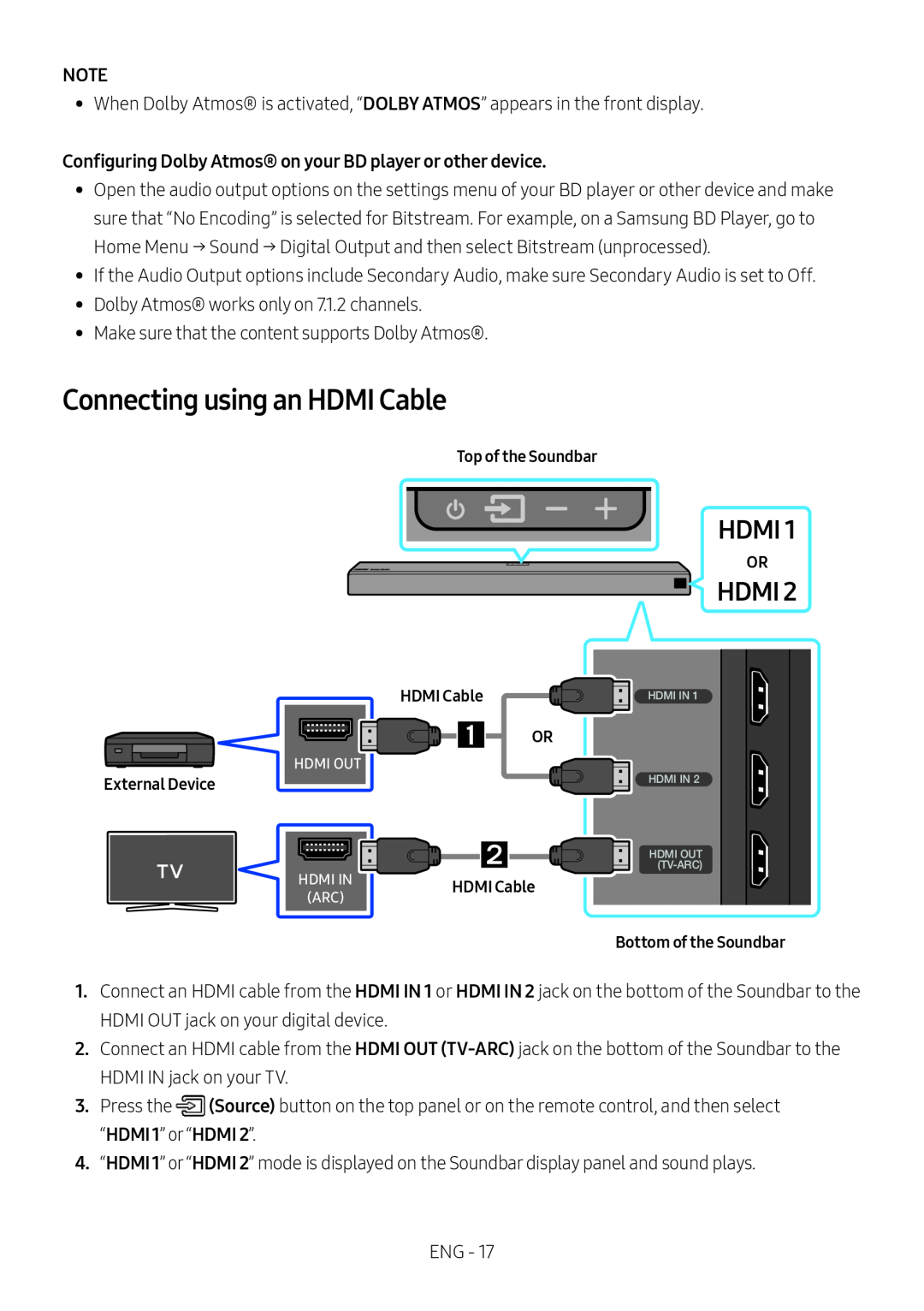 Connecting using an HDMI Cable Dolby Atmos HW-N850