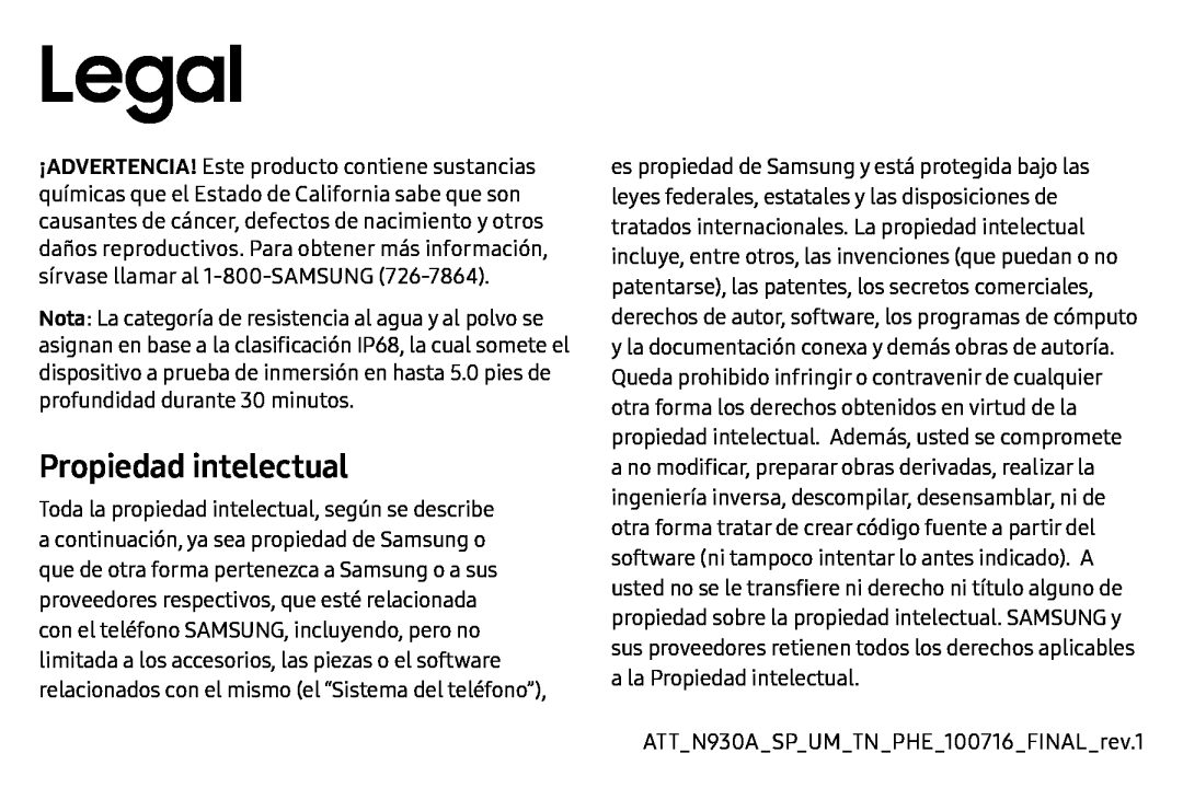 Propiedad intelectual Galaxy Note7 AT&T