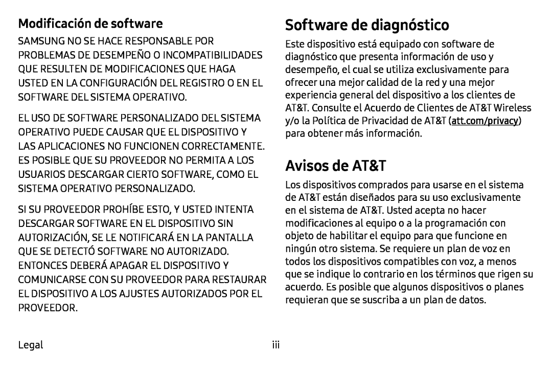 Software de diagnóstico Galaxy Note7 AT&T